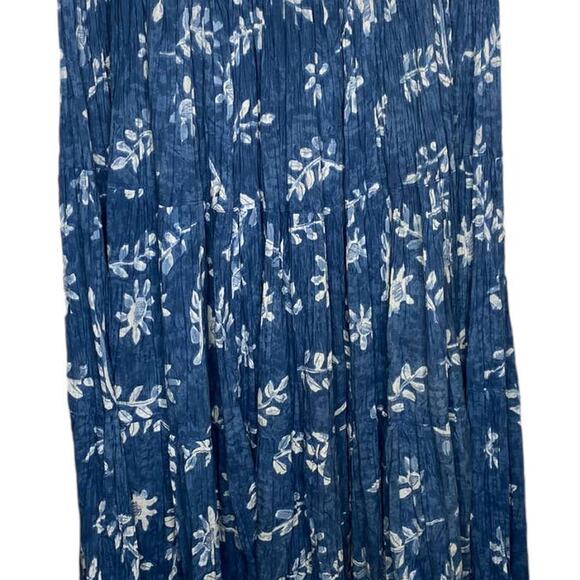 Phool Maxi Skirt Size Medium 100% Cotton Long Flowy Skirt Blue Floral Print - Picture 7 of 8